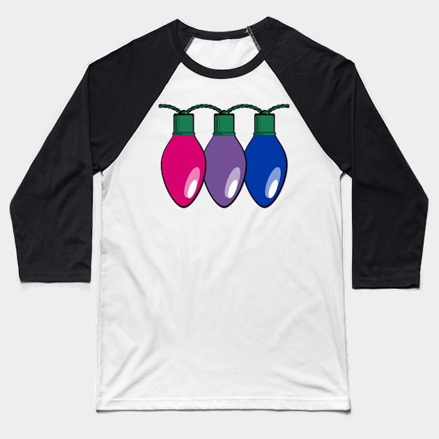 Bisexual Pride Christmas Lights Baseball T-Shirt by wheedesign